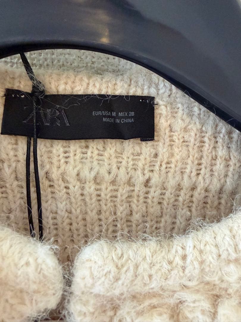 ZARA 新品未使用 ブラッシュドフリンジニットジャケット M 一