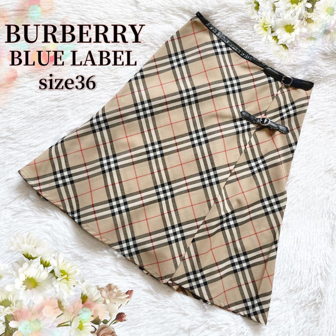 美品✨バーバリー ノバチェック 巻きスカート ラップ ボックスプリーツ