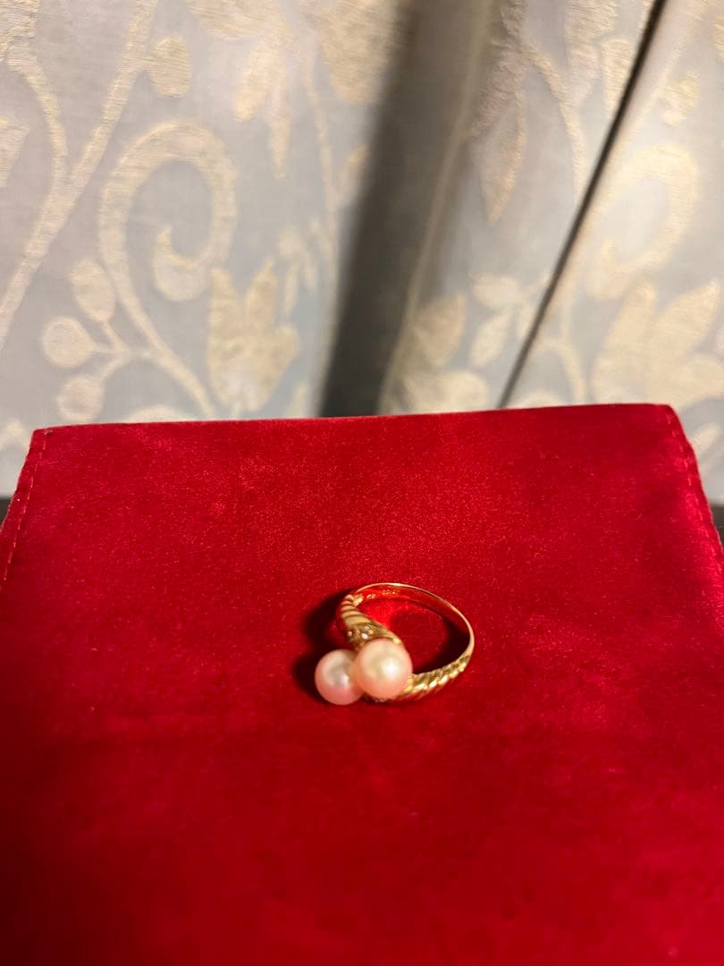 パール　ダイヤ　ゴールドリング パール 指輪 真珠 リング 南洋白蝶 ダイヤモンド ゴールド系 11mm 18金