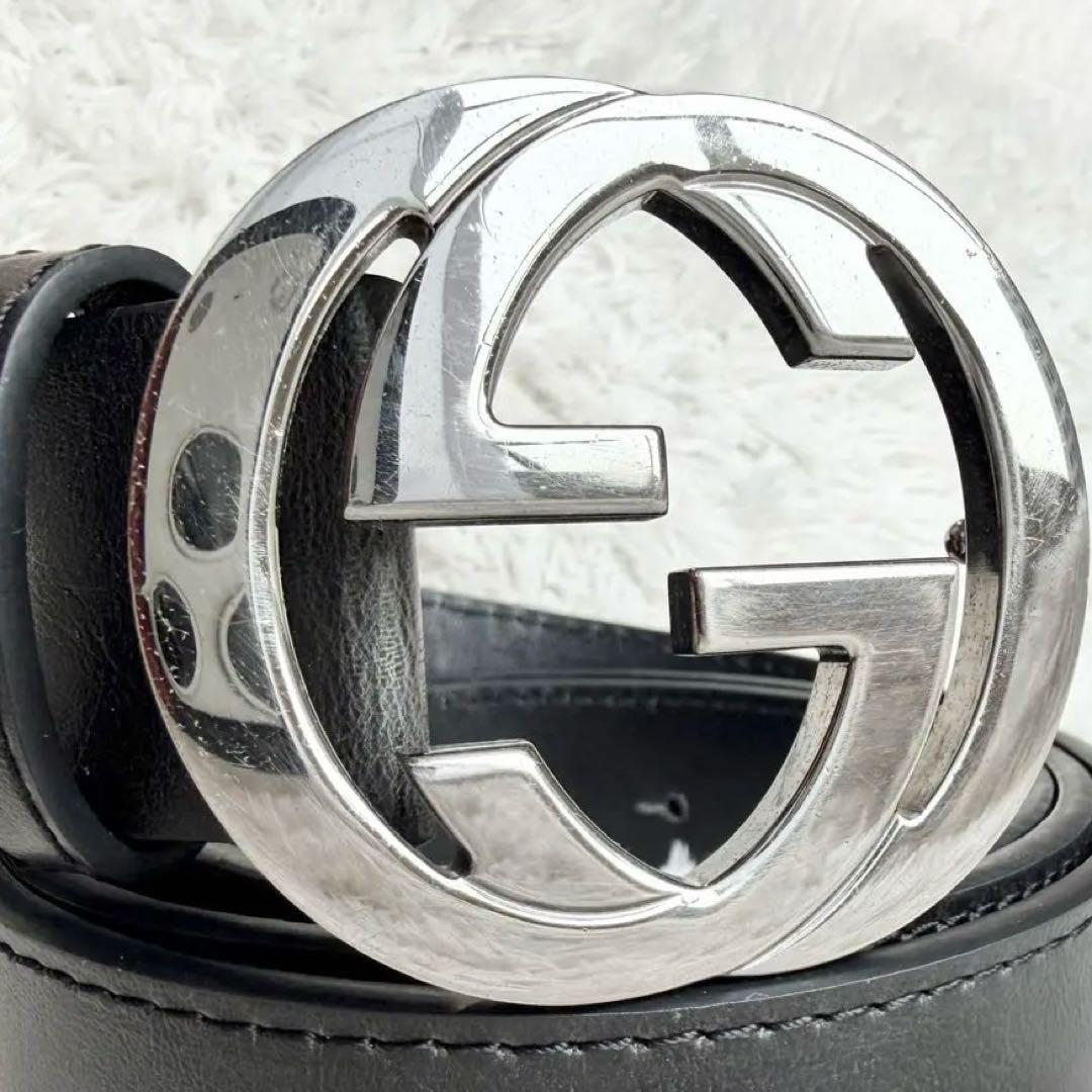 美品】GUCCI ベルト インターロッキング GG デカロゴ ブラック - メルカリ