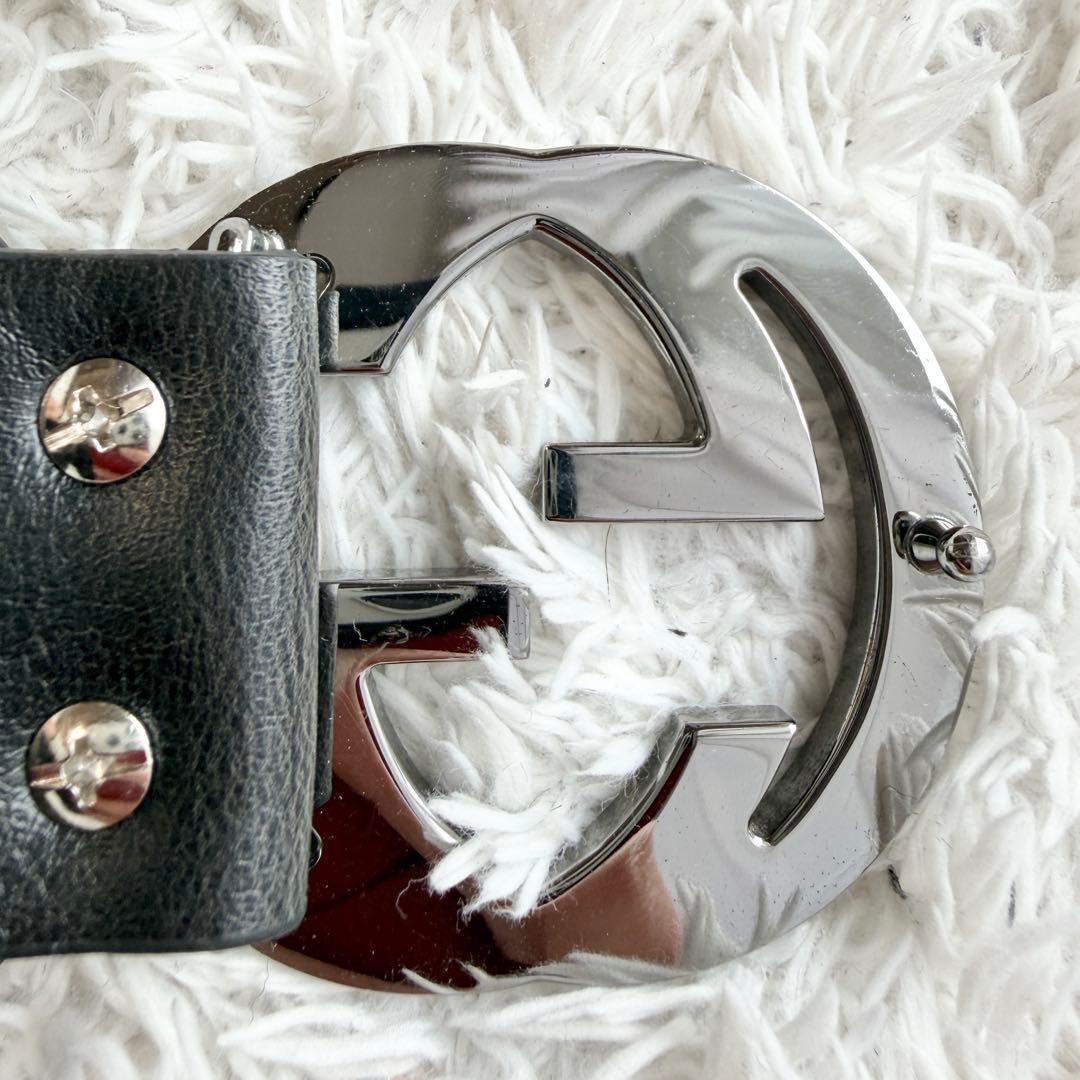 美品】GUCCI ベルト インターロッキング GG デカロゴ ブラック - メルカリ