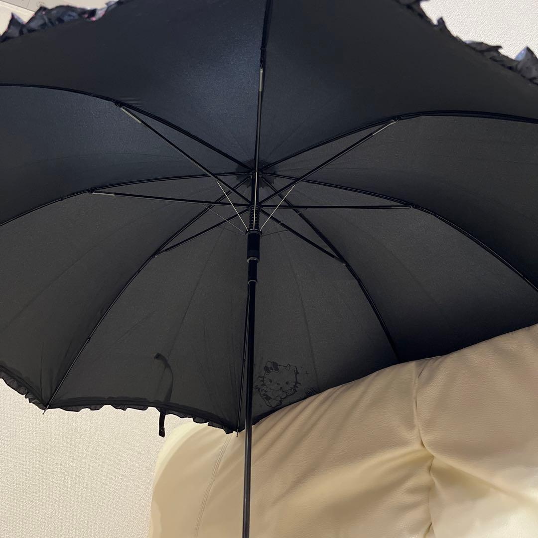 平成レトロ サンリオ ハローキティ 天使傘 フリル ドット ブラック
