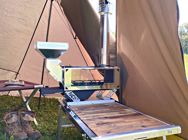 綺麗な炎が続く!!】調理に最適なペレットストーブ 新しいキャンプの