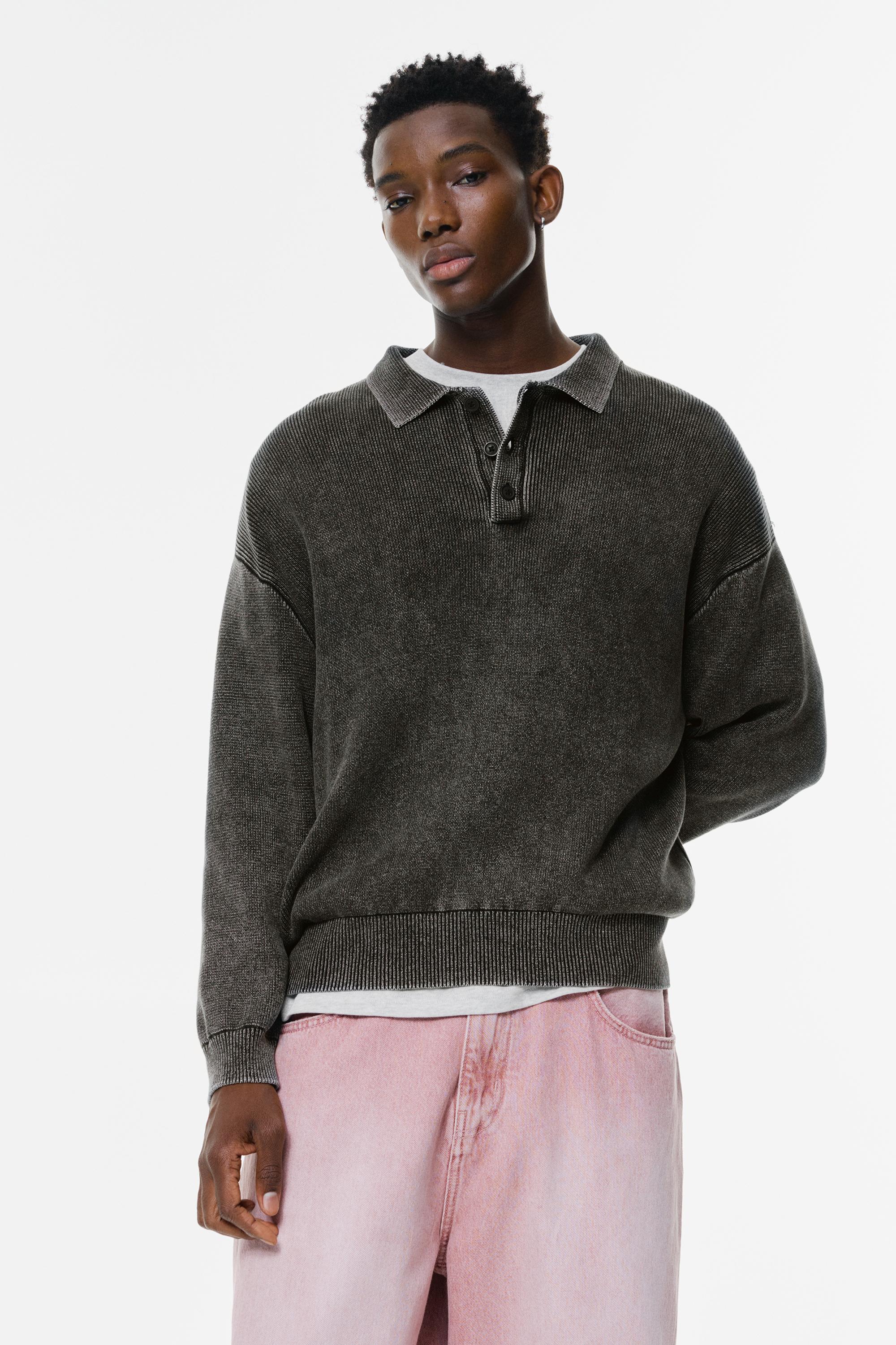 Acid wash knit polo shirt - Pull&Bear United States