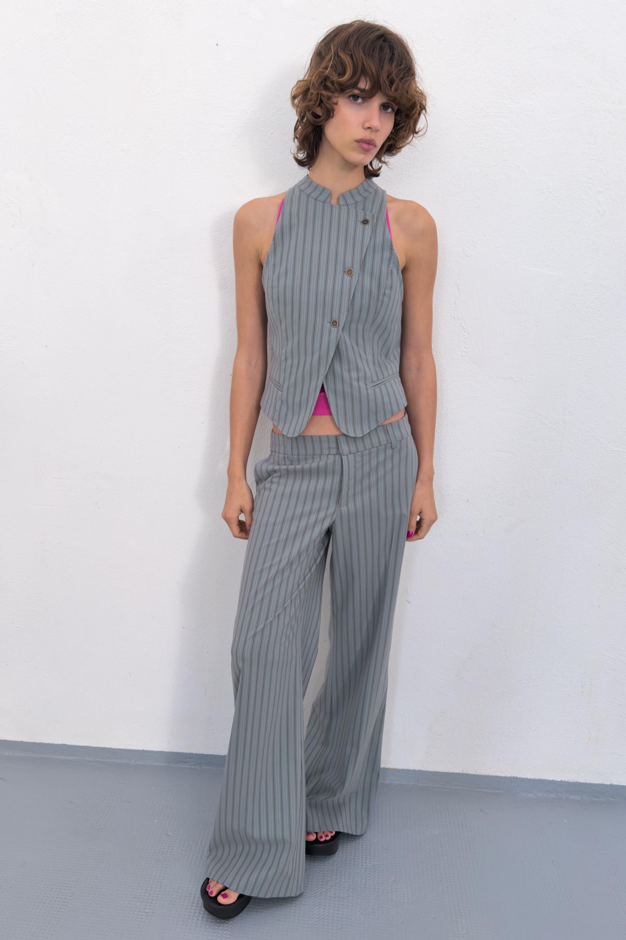 PINSTRIPE FLARE PANTS - Blue / Gray | ZARA United States