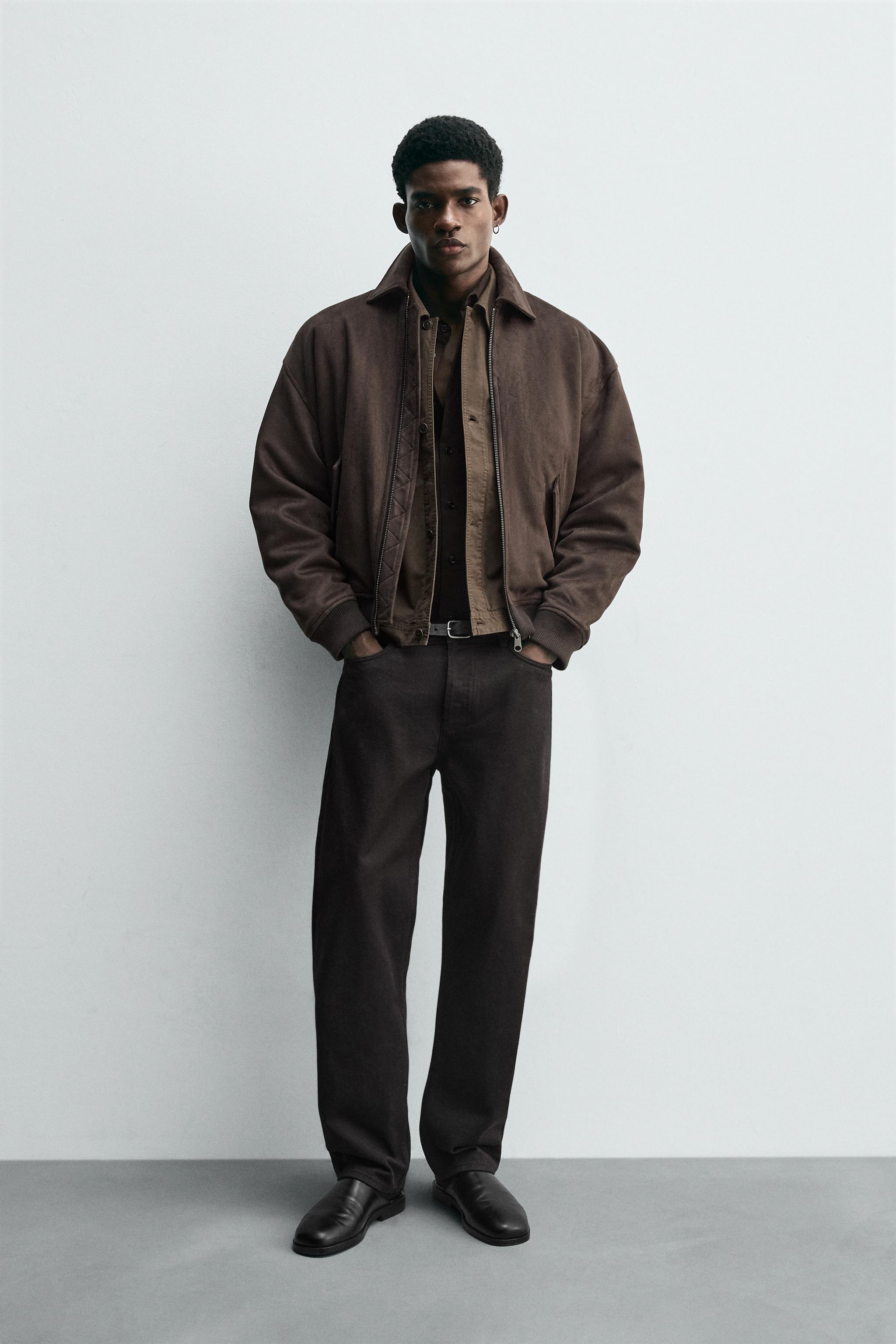 フェイクスエード キルティングジャケット - ブラウン | ZARA Japan / 日本