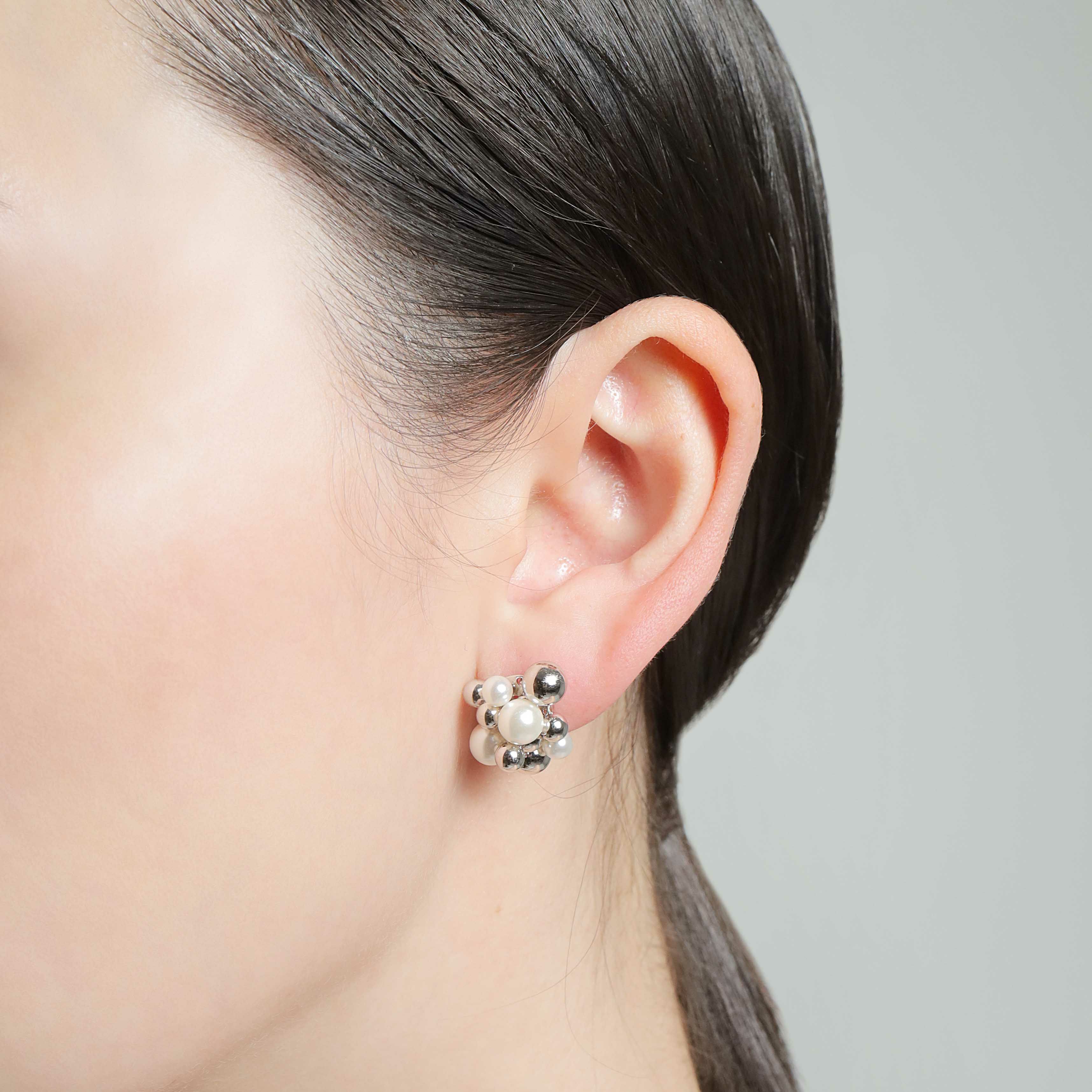 パールミックスフラワーフリンジピアス（シルバー） | STELLAR