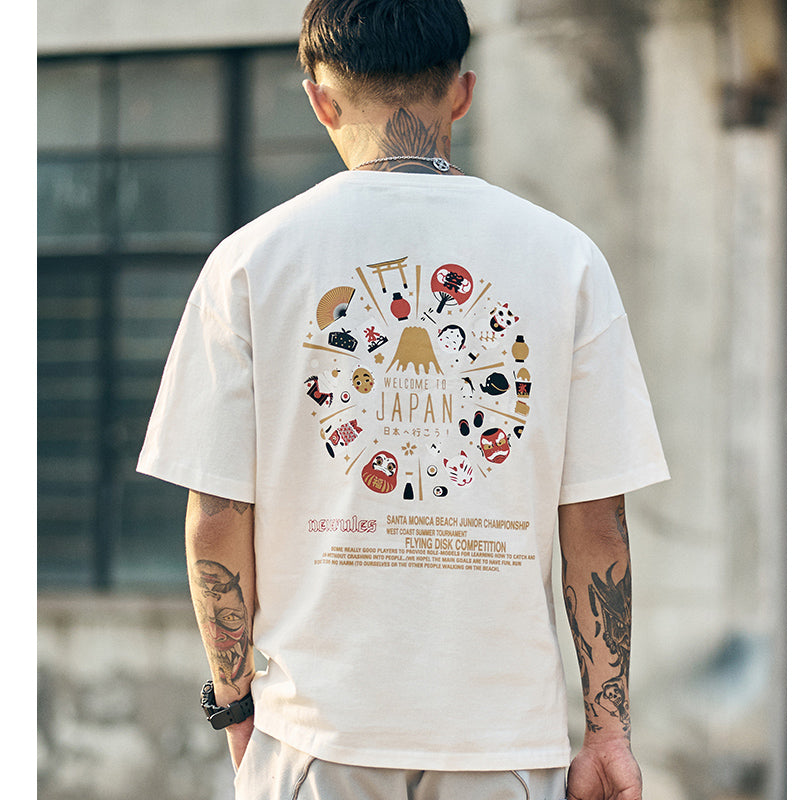 夏新作 WELCOME TO JAPAN 日本文化プリント柄 半袖Tシャツ – streofit