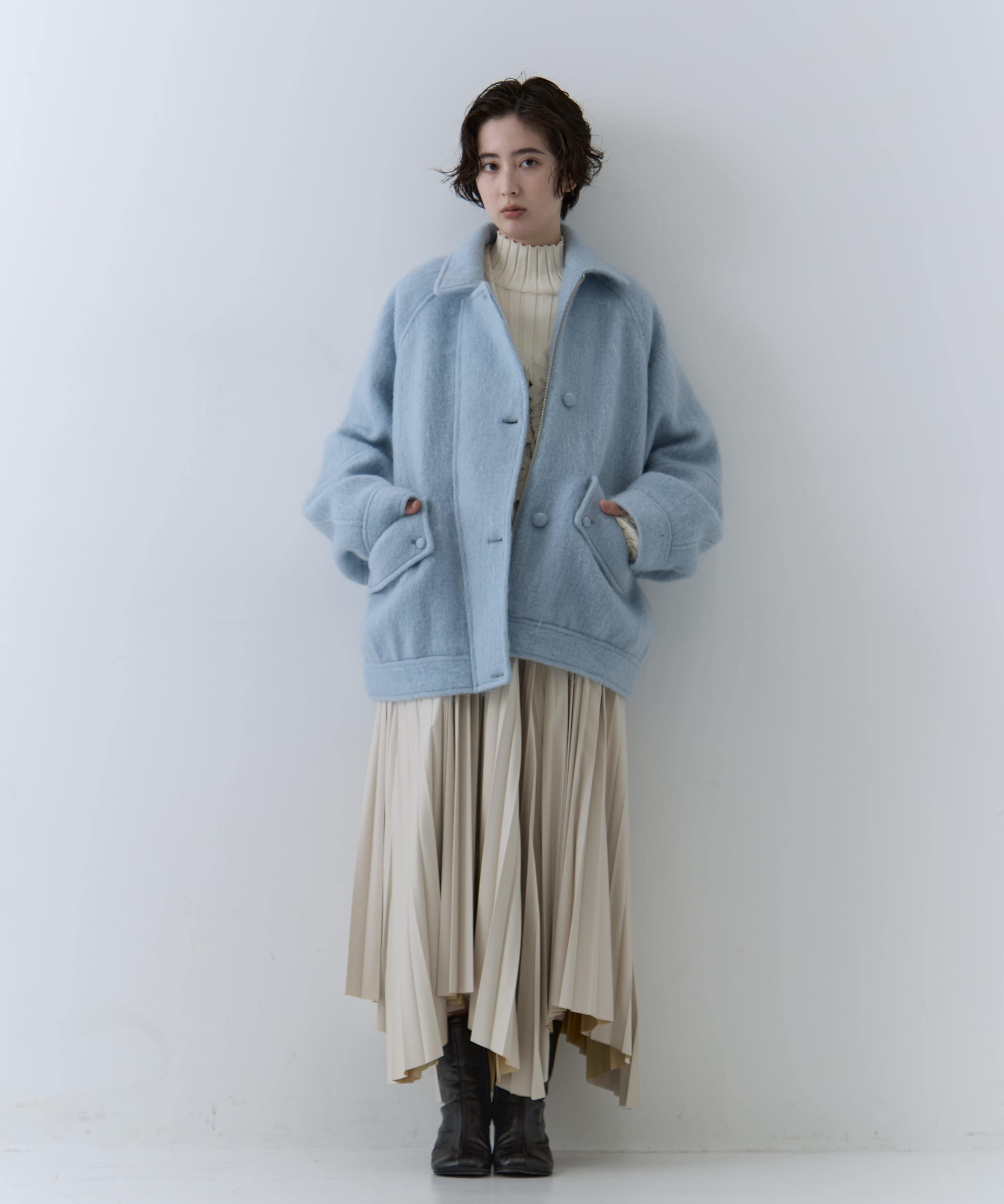 UND MOHAIR SHAGGY FLIGHT JACKET(S IVORY): AMERI: WOMENS｜ STUDIOUS