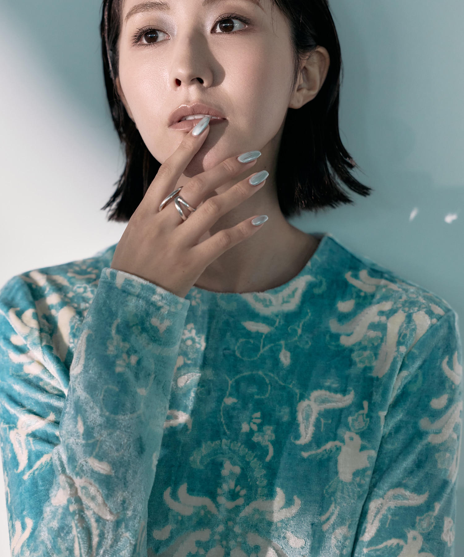 別注 Velour Jersey Top(1 LIGHT BLUE): Mame Kurogouchi: WOMENS