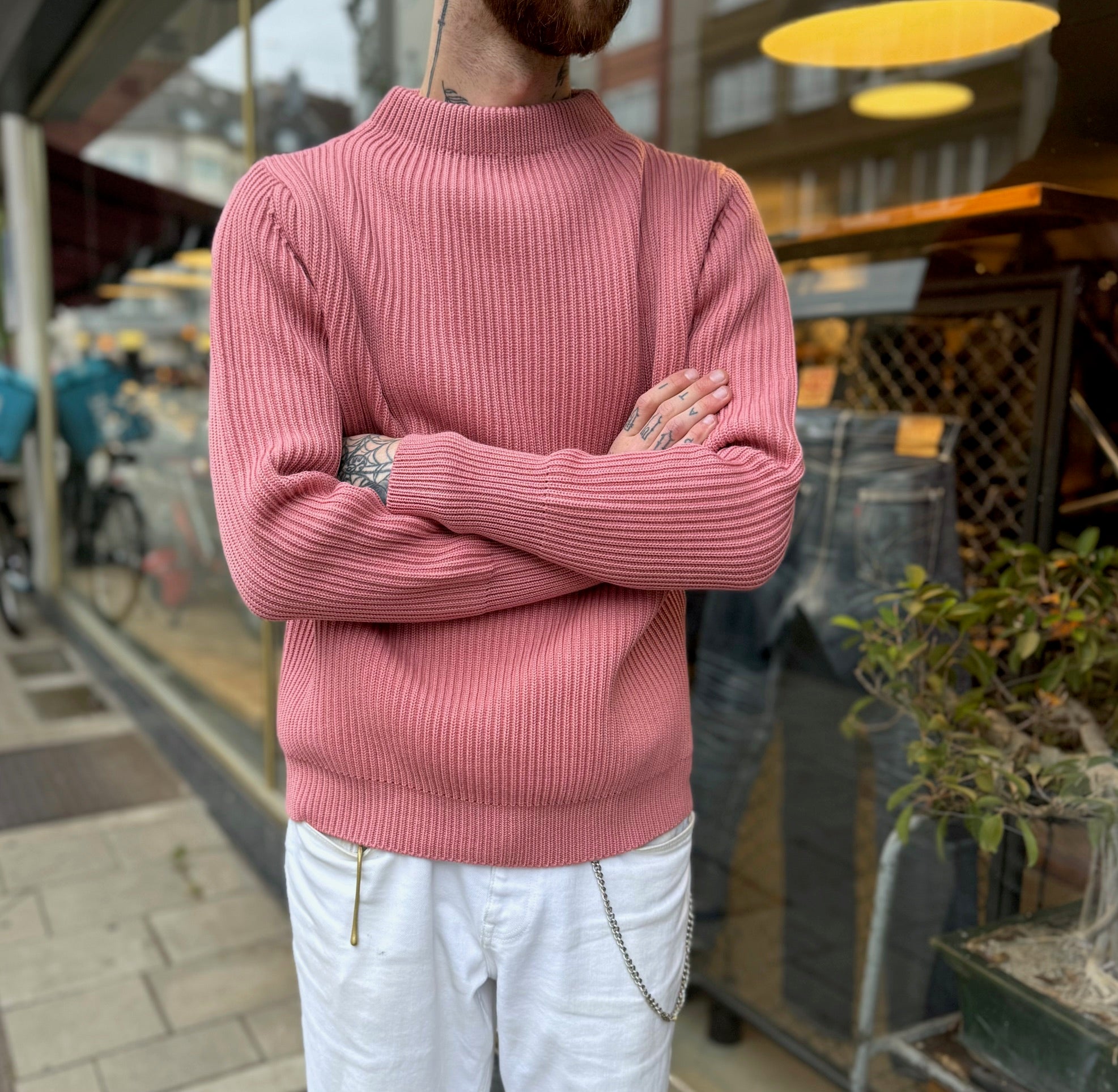 andersen-andersen | navy crewneck sweater lyserod – stuf|f-official