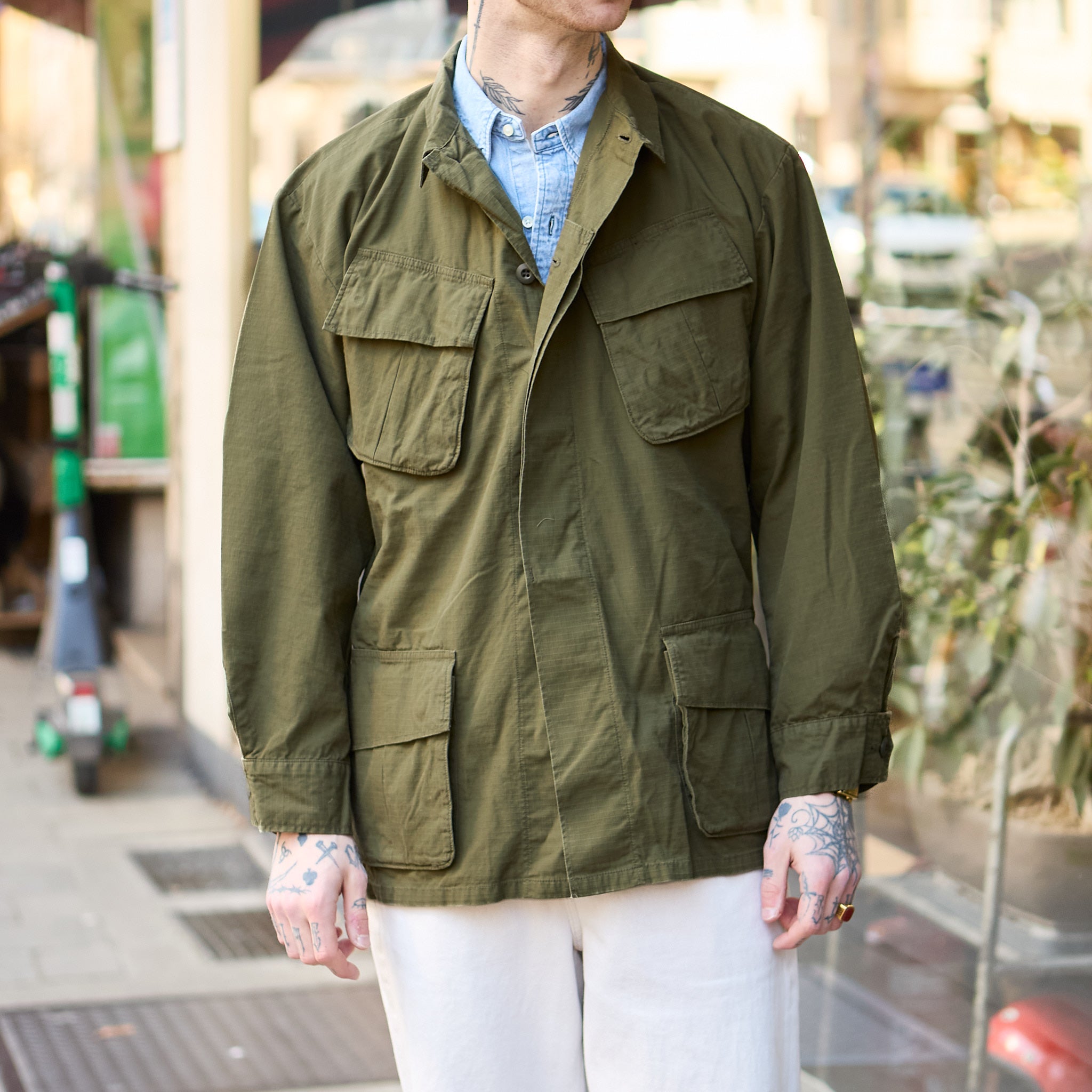 ciota | jungle fatigue jacket (rip-stop / stone wash) - dark olive