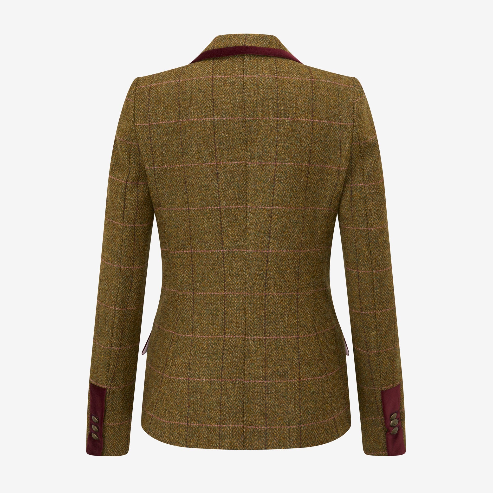 Aubrey Herringbone Tweed Jacket - Vintage Olive and Red Wine