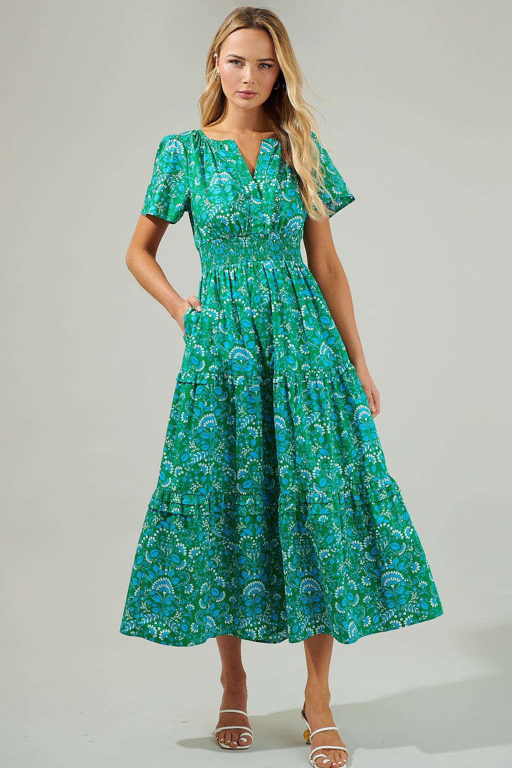 Alina Floral Palmer Poplin Tiered Maxi Dress – Sugarlips