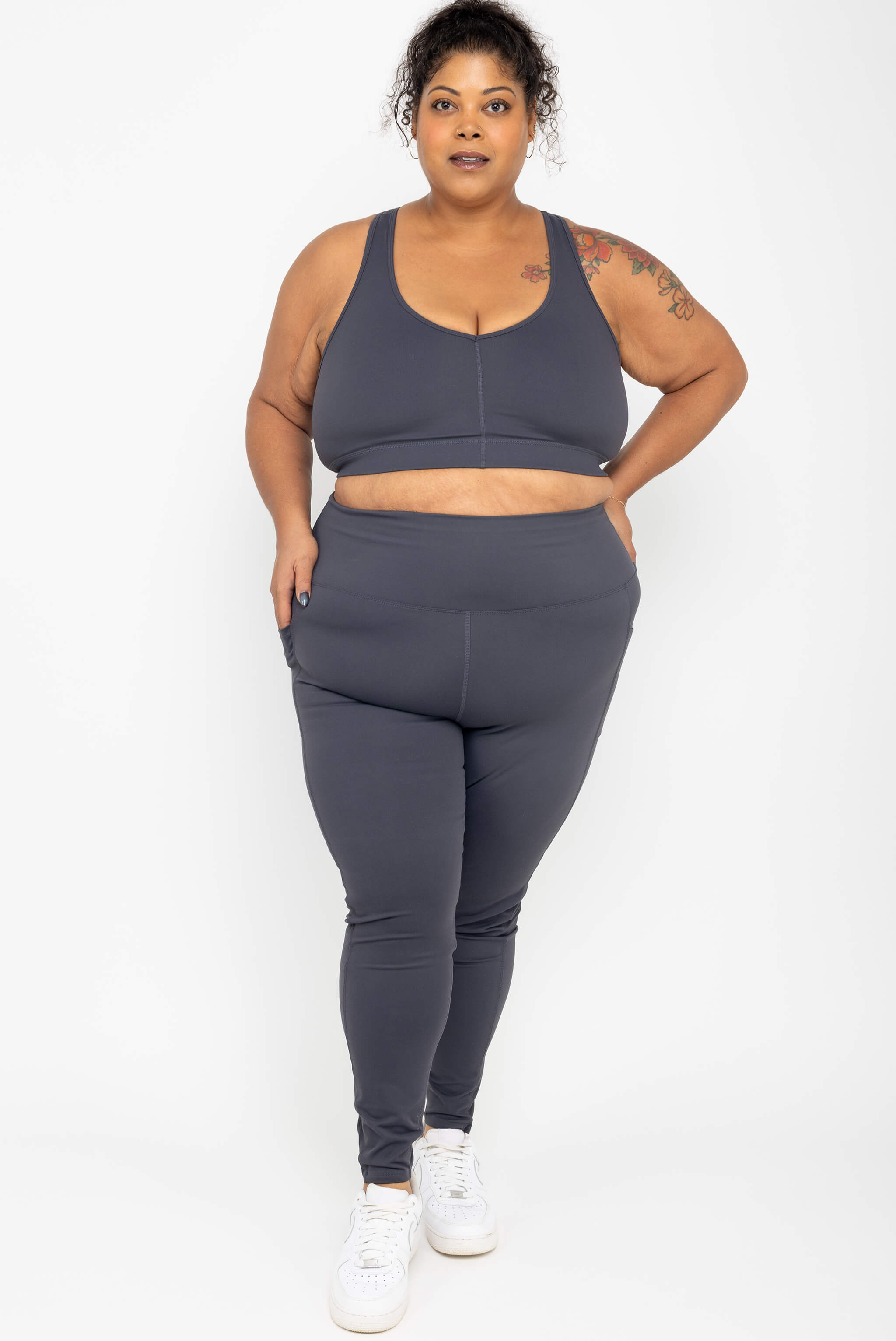Plus Size Pocket Ankle Leggings - Carbon | Superfit Hero
