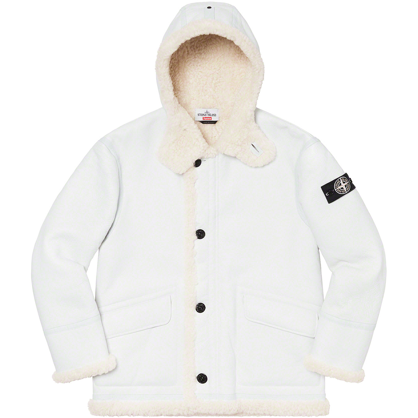 Supreme®/Stone Island® Hand-Painted Hooded Shearling Jacket