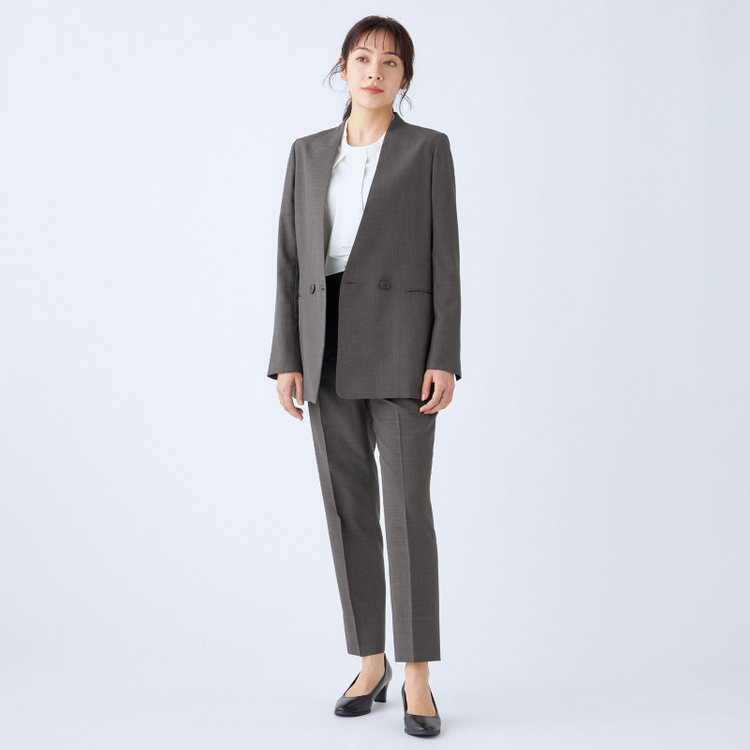 RELAX TAPERED】【年間】ノーカラー 2釦1掛け/ダブルパンツスーツ