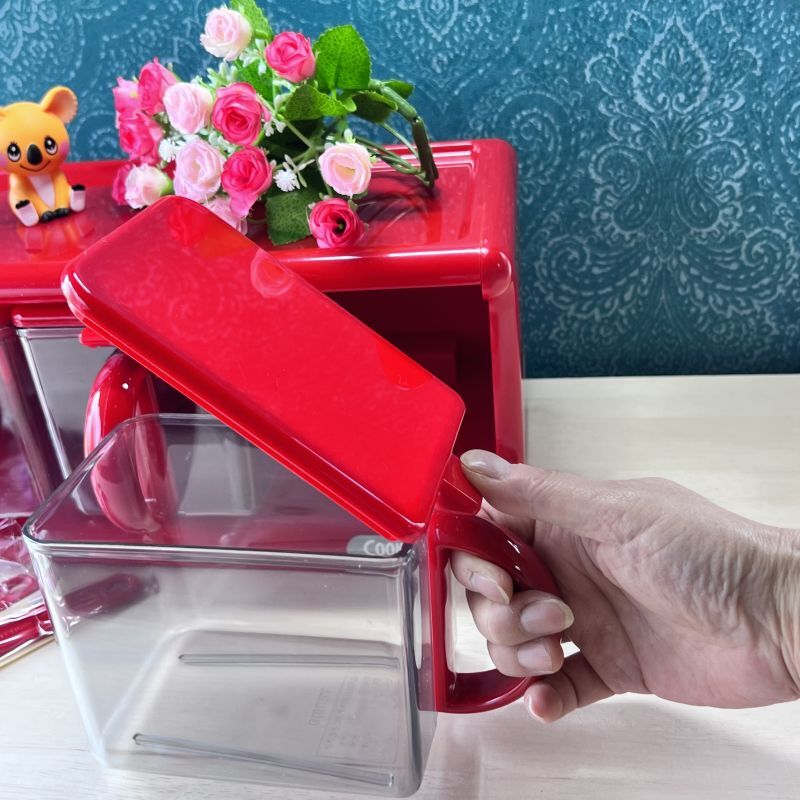 クッキングクラブ ワンタッチ開閉ポット 3連調味料入れ レッド