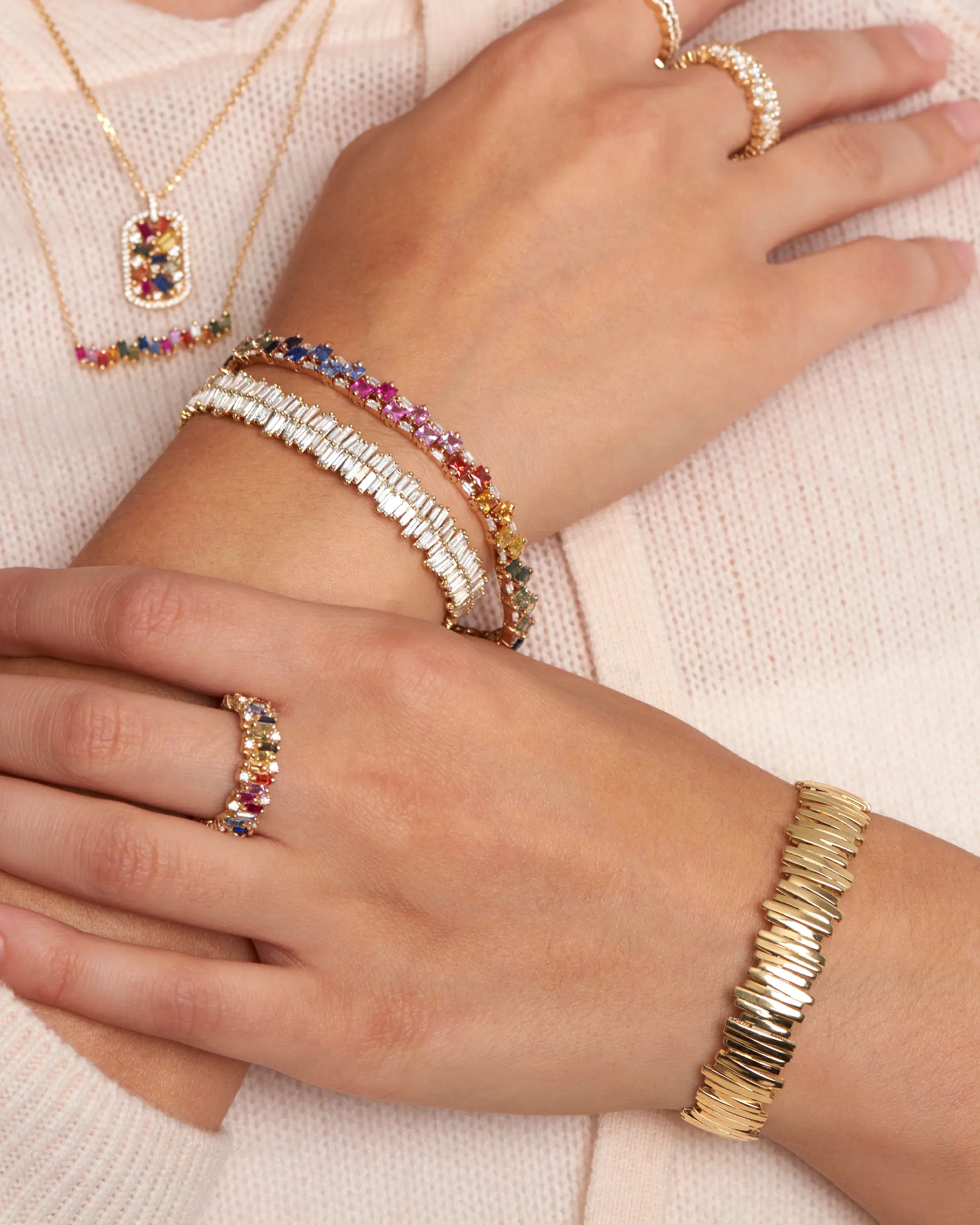 Princess Midi Stack Rainbow Sapphire Tennis Bracelet | Suzanne Kalan®