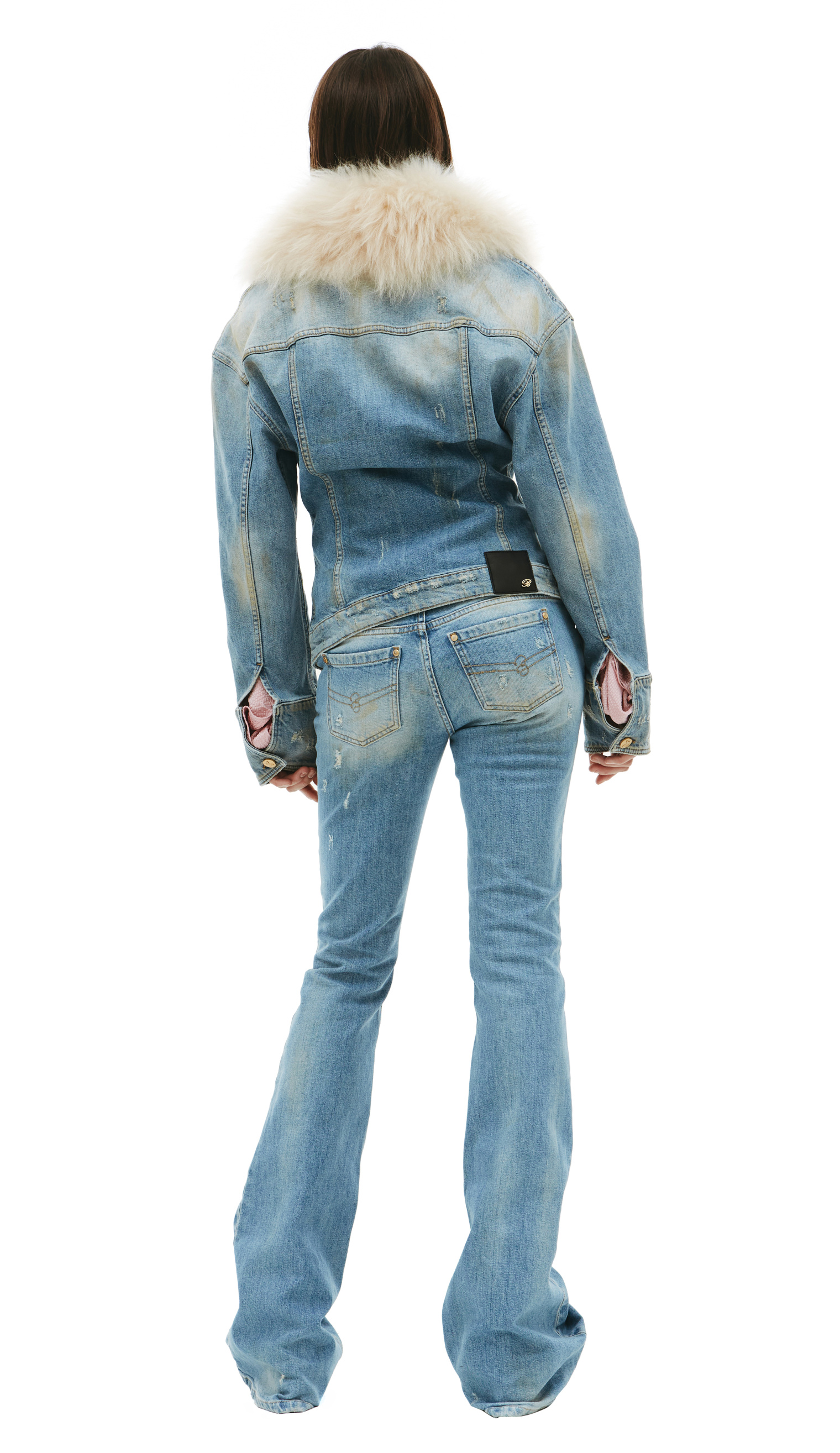 Buy Blumarine women blue jeans jacket with fur for $808 online on